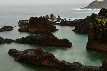 Porto moniz, Madeira, Portugal - february 25 2018 : natural pool