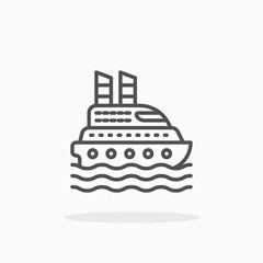Cruise Ship icon. Editable Stroke and pixel perfect, outline style. Vector illustration. Enjoy this icon for your project.