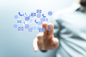 Approved email and spam message displayed on a futuristic interface