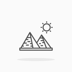 Pyramid icon. Editable Stroke and pixel perfect, outline style. Vector illustration. Enjoy this icon for your project.