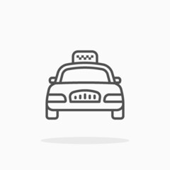 Taxi Car icon. Editable Stroke and pixel perfect, outline style. Vector illustration. Enjoy this icon for your project.