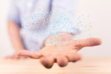 Cloud technology. Polygonal wireframe art looks like constellation