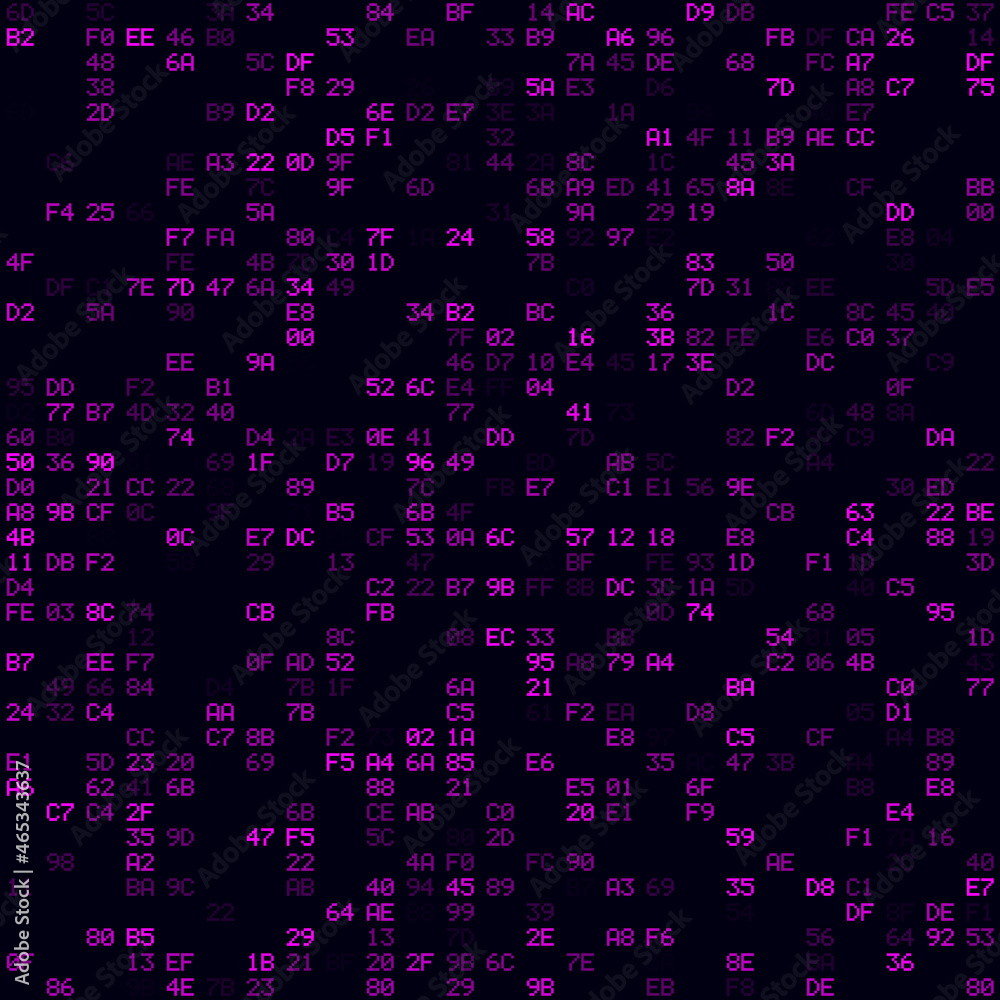 Poster digital cover. magenta sparse hexadecimal pairs background. medium sized seamless pattern. modern ve