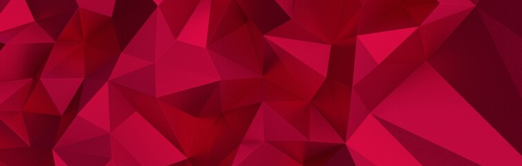 3d render, abstract magenta crystal background, faceted texture, macro panorama, wide panoramic polygonal wallpaper