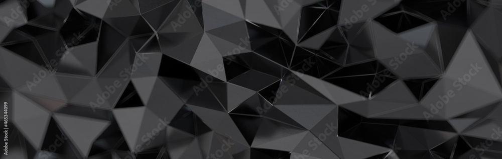 Poster high resolution 3d abstract geometric black background, triangle seamless