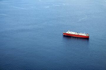 aerial from red nautical vessel