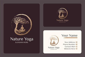 yoga or mental health logo design with business card template.