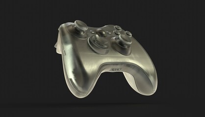 modern computer gaming controller or gamepad with neon lights. Close up. Entertainment and video games concept. 3d rendering