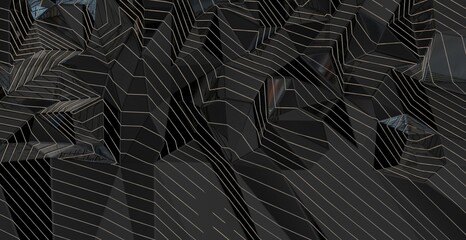 Low polygon shapes, black background, dark crystals, triangles mosaic, creative origami wallpaper