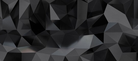 Low polygon shapes, black background, dark crystals, triangles mosaic, creative origami wallpaper