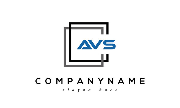 AVS square frame three letters logo design vector