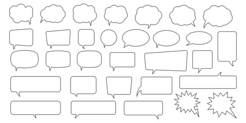 Speech bubble, speech balloon, chat bubble line art vector icon for apps and websites