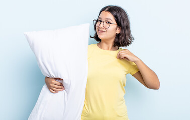 pretty young woman looking arrogant, successful, positive and proud. bed concept
