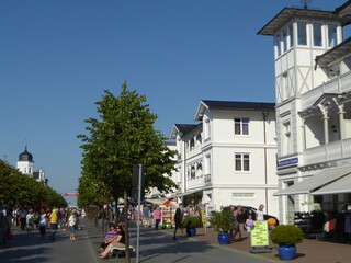 Fototapeta na wymiar Pedestrian zone of Binz, Ruegen Island, Mecklenburg-Western Pomerania, Germany