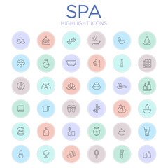 Set of spa icons isolated on white background. Healthcare symbol modern, simple, vector, icon for highlight covers, website design or mobile app. Vector Illustration