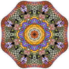 Colorful cute Mandalas. Decorative unusual round ornaments.