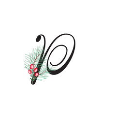 Set of vector english alphabet. Uppercase letters. Merry Christmas.