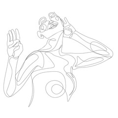 Woman smile closed eyes line art