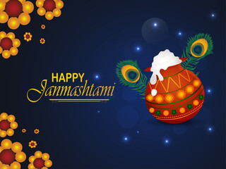 Happy krishna janmashtami celebration greeting card