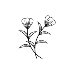 Flower line art logo icon vector template.