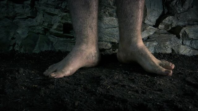 Prisoner Walking Around And Standing Barefoot