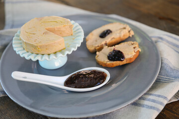 Canapes with duck liver pate and jam