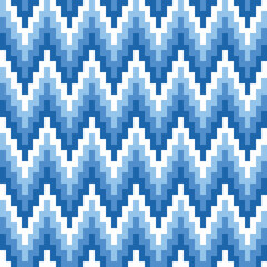 flame stitch pattern in blue tones