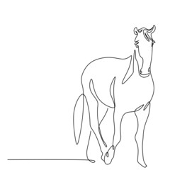 continuous drawing of a horse silhouette with one line