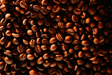 roasted coffee beans. use as background. fragrant and useful background.