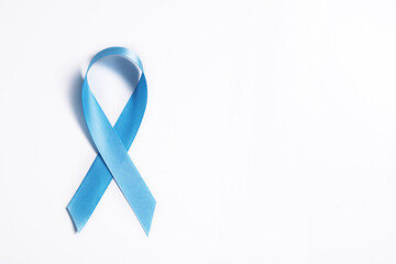 Blue ribbon on white background symbol of world diabetes day 14 november
