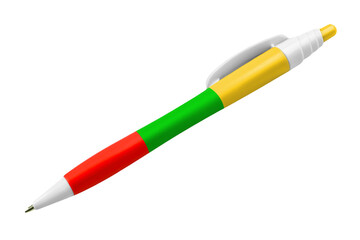 Kugelschreiber rot grün gelb auf weissem Hintergrund
