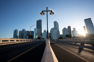 Brickell in miami at golden hour