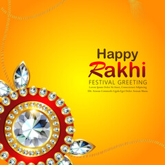Happy rakhi celebration background with golden and crystal rakhi