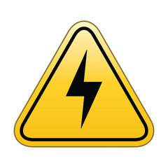 High voltage icon, danger vector symbol. Triangular icon of electricity isolated on the white background. Modern traffic signal stock. Danger Electrical Hazard