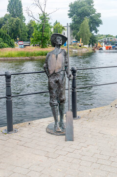 Bydgoszcz, Poland - July 25, 2021: The Raftsman of earl czaki sculpture.