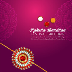 Raksha bandhan indian festival celebration background with crystal golden rakhi