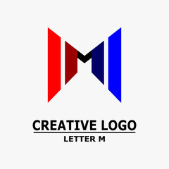 letter m logo, letter m icon in a box. Abstract business logo icon design template