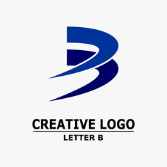 letter b logo blue icon flying bird illustration. Abstract business logo icon design template
