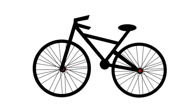 Bike rides isolated on a white. Bicycle is moving through space.