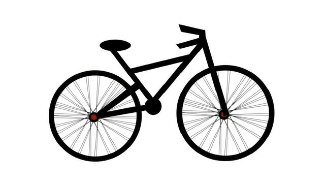 Bike rides isolated on a white background. Bicycle is moving through space.