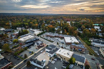 Aerial Autumn Sunset in Closter New Jersey 