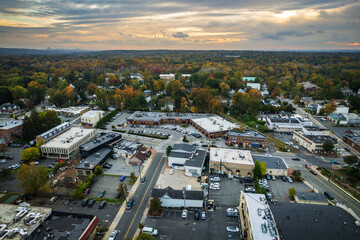 Aerial Autumn Sunset in Closter New Jersey 