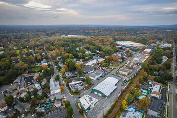 Aerial Autumn Sunset in Closter New Jersey 