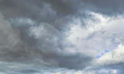 Dark storm clouds in the sky before the rain. Dark gray dust clouds