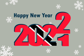 New year's card 2022. Demonstrates an element of the flag of Trinidad and Tobago, a festive inscription and snowflakes. It can be used as a banner flyer, postcard, website, or national greeting.