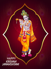 Creative vector illustration of happy janmashtami celebration flyer