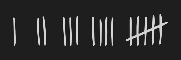 Hand drawn Tally mark. Counting signs. Vector illustration on white background