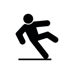 Caution wet floor. Warning Informational sign. Slip man icon. Vector illustration