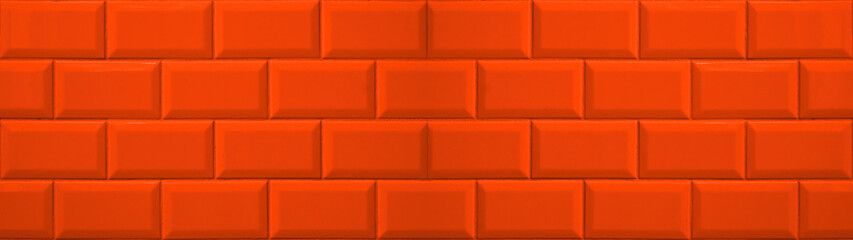 Abstract orange colored colorful brick tiles tilework glazed ceramic wall or floor texture wide...