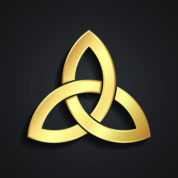 3d golden triquetra ornamental knot symbol